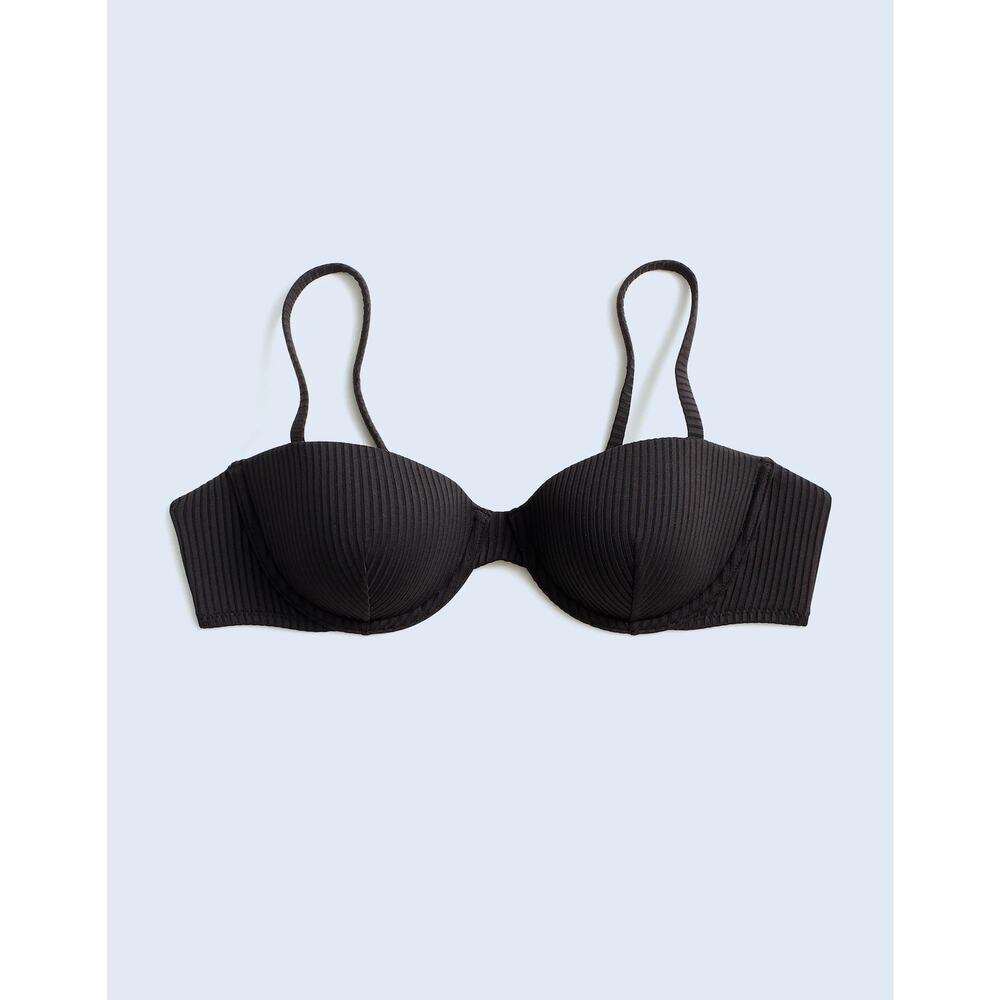 Madewell Ribbed Balconette Bikini Top Black Small NWT NP213